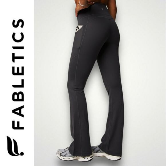 Fabletics NEW Oasis PureLuxe High Waisted Pocket Kick Flare Leggings Black XL